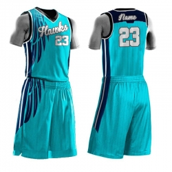Aqua Blue & Navy Basketball Uniform Set