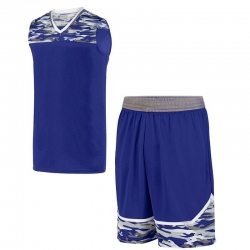 Camo Accent Royal Blue Basketball Uniform Set