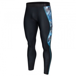 Men's Black with Blue Patterned Panel for Gym & Running