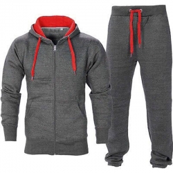 Men's Dark Grey Fleece Tracksuit Set