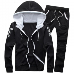 Men's Black Full-Zip Hoodie & Jogger Set
